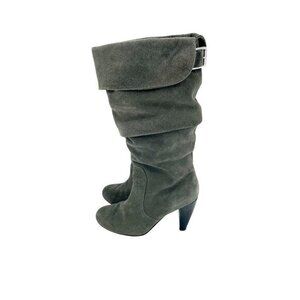 Steve Madden Denvur Boots Gray Suede Leather Pull On Mid Calf Boots Sz 7.5